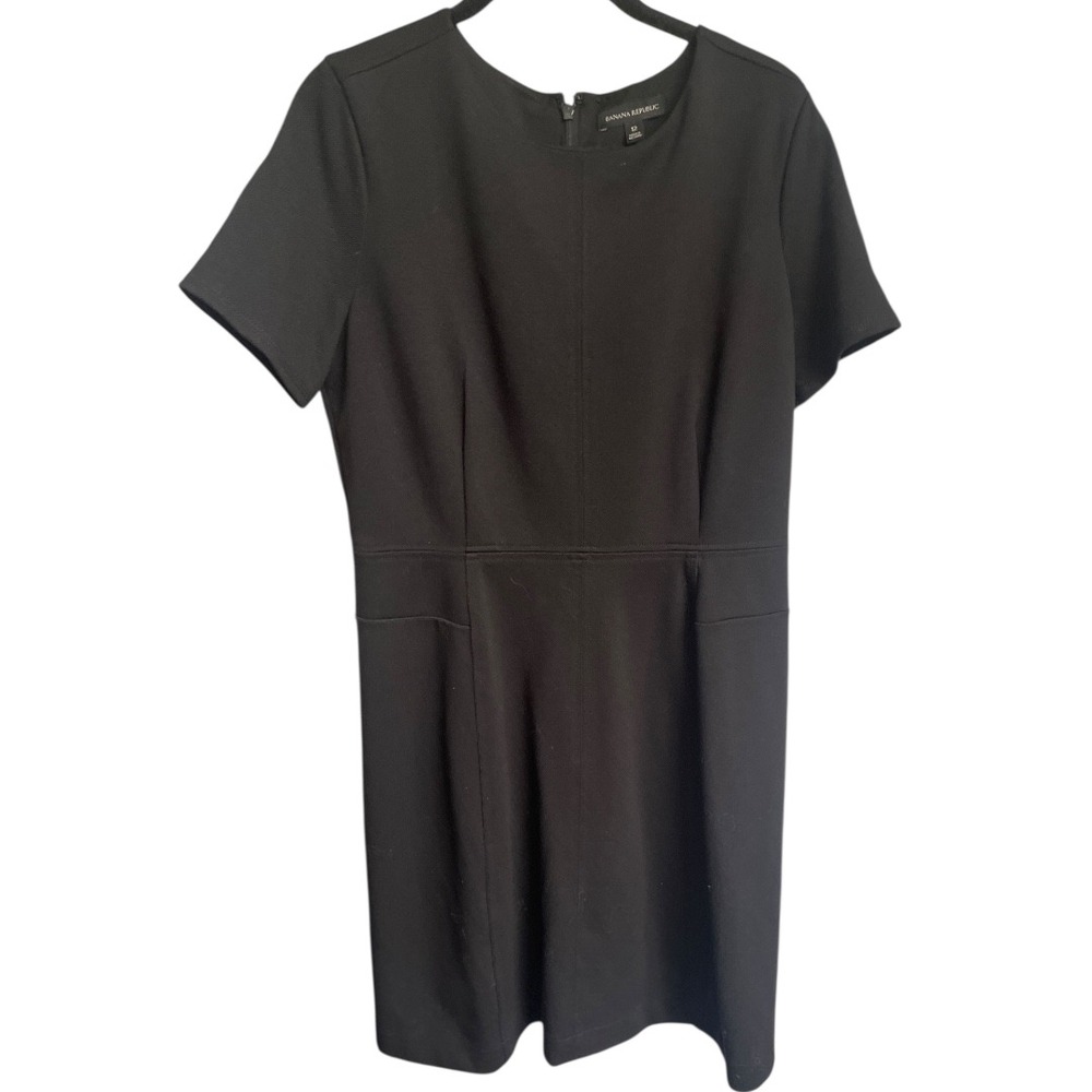 Banana Republic Black Short Sleeve Sheath Career Dress Size 12